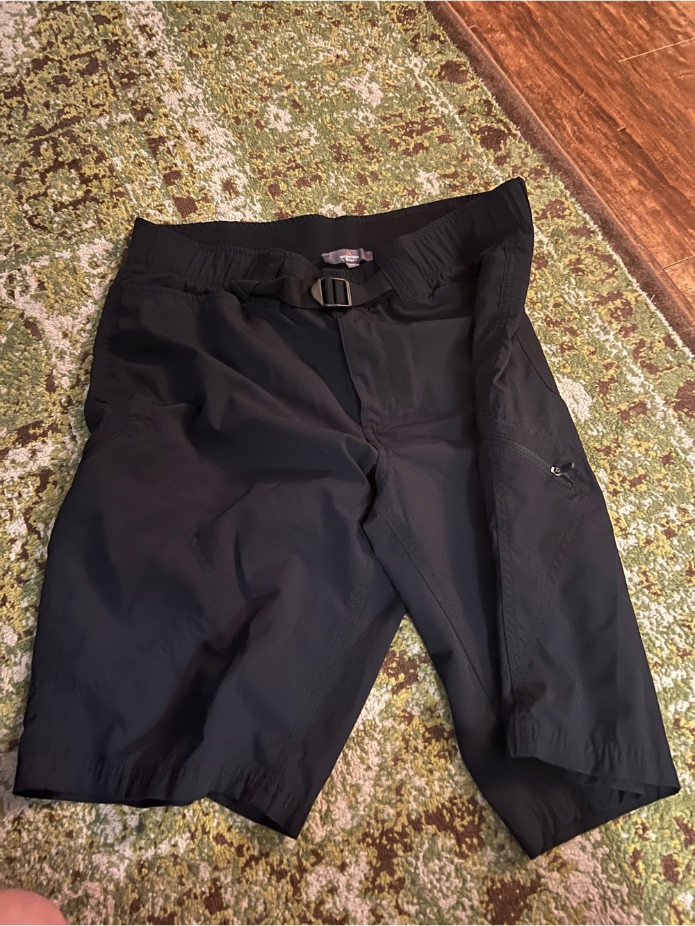 Men's Black Athletic Outdoor Shorts with Integrated Belt